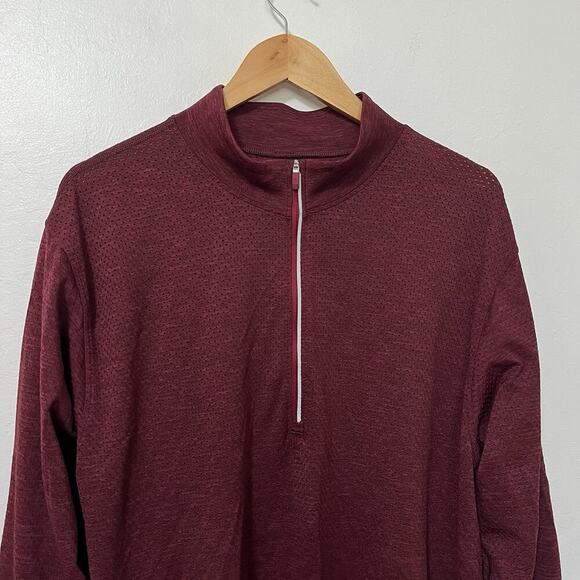 Lululemon Mens Metal Vent Tech 1/2 Zip Long Sleeve Top Size XXL Red Athletic Gym - Picture 3 of 6